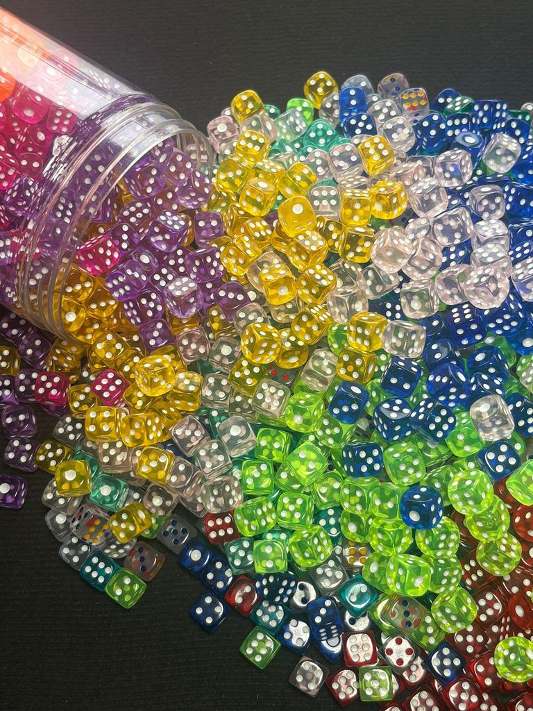 Colored Transparent Rounded Corner Acrylic Dice for Board Games and RPGs, 10mm