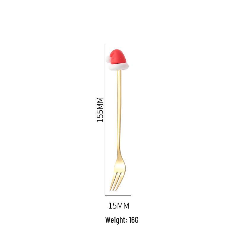 Creative Cartoon Stainless Steel Spoon & Fork Set: Coffee Stirrer, Fruit Fork, Christmas Gift