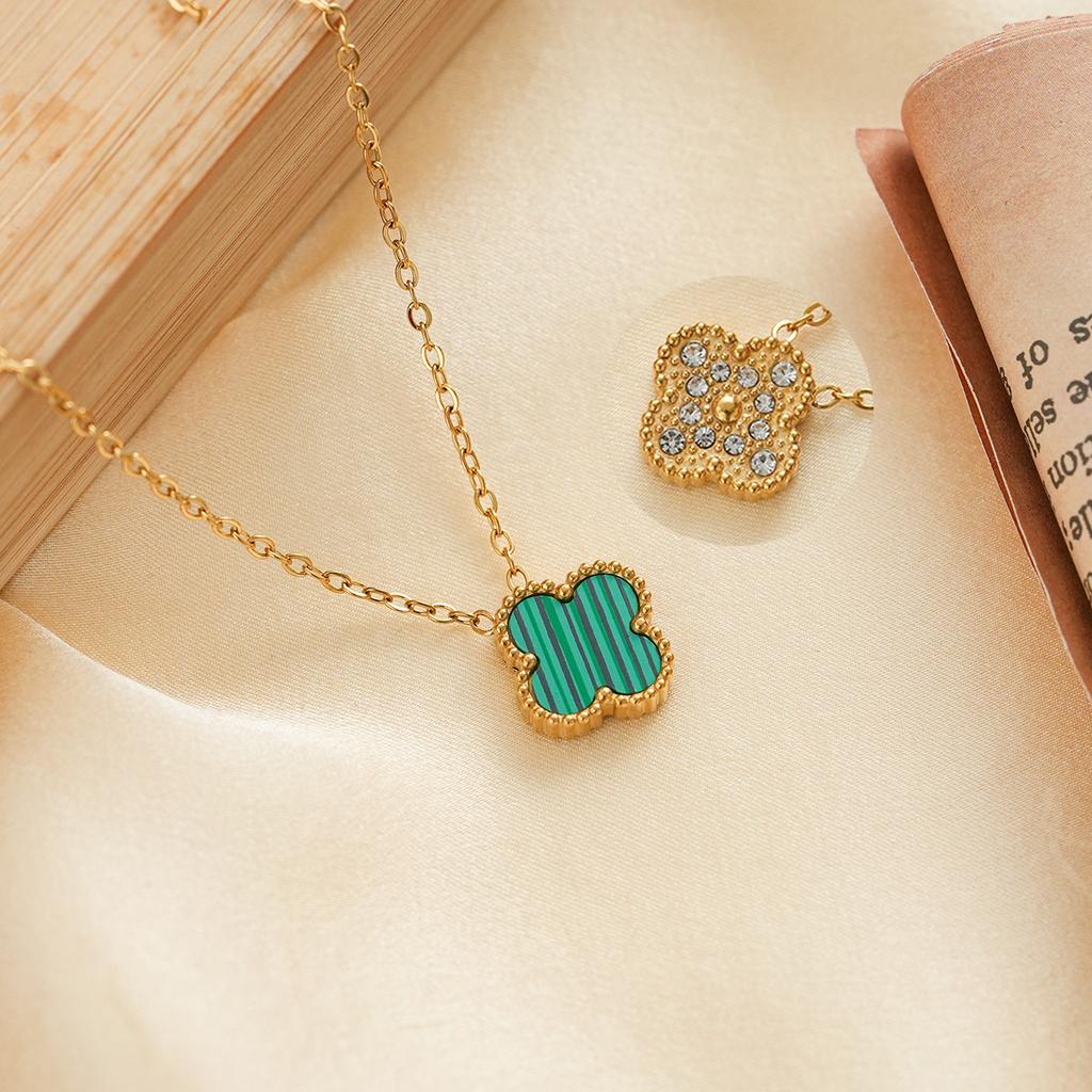 Four-leaf Clover Necklace for Women A Sophisticated Titanium Steel Sweater Chain