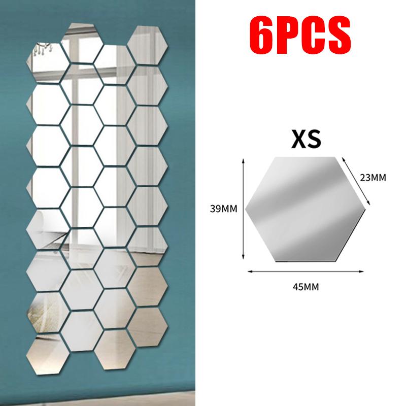 3D Hexagon Mirror Wall Stickers DIY Wall Mirrors Sticker Removable Self Adhesive Aesthetic Mosaic Tiles Decals Home Decoration