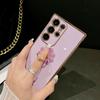 For Samsung Galaxy S25 Ultra Case with Ring Kickstand Rose Flower Electroplated TPU Phone Cover