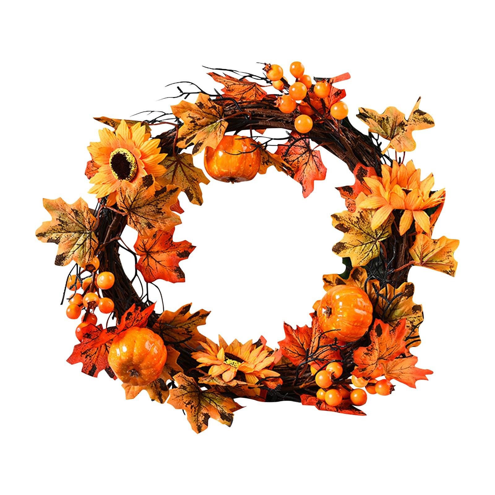 

Хэллоуин Осеннее украшение для дома Подсолнух Ягода Дверь Подвесной висячий круг День благодарения Кленовый лист Венок Украшение One Size оранжевый