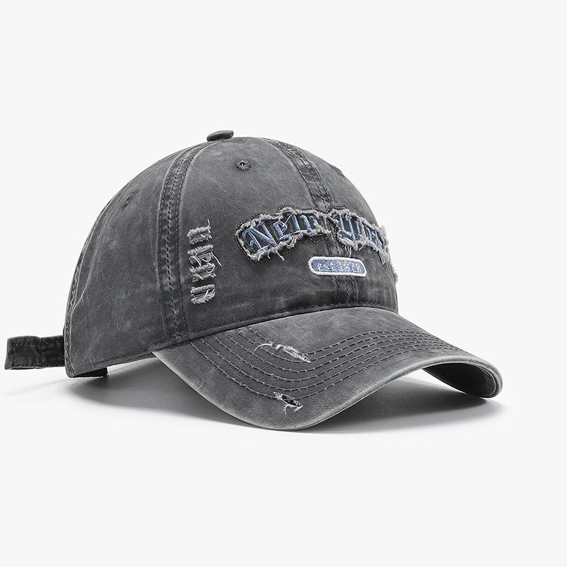 Neue Mode Koreanische Baseballkappe für Herren und Damen Vielseitig Weiches Oberteil Zerrissenes Schirmmütze Trendige Buchstabenstickerei Reise Sonnenhut