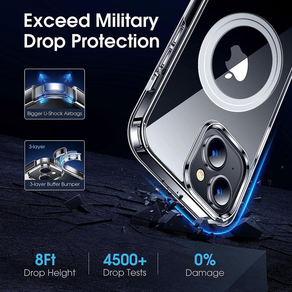 For iPhone 14 Magnetic Clear Case Compatible with MagSafe TPU+PC Protective Phone Cover