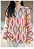Autumn/Winter 2026 Women's Printed Knit Wool Sweater - Seamless, Plush, Loose Fit, Long Sleeve Top.