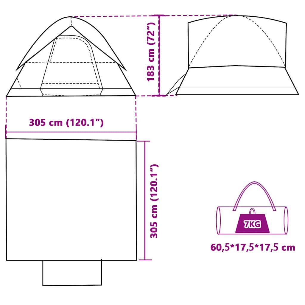 Dome Family Tent for 6 Persons Green Waterproof