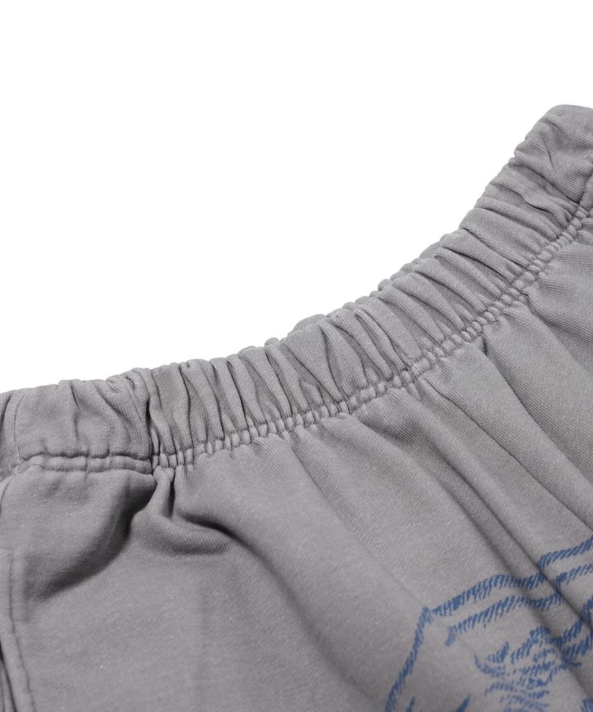 Bieseulaebis Oil Washed Graphic Pants Light Gray