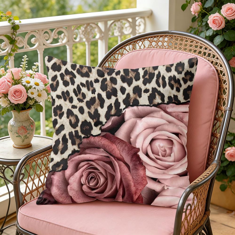 Federa per Cuscino Leopardo Rosa Morbida Copricuscino in Peluche Copricuscino Decorativo Double-Sided per Divano Camera da Letto Arredamento Casa