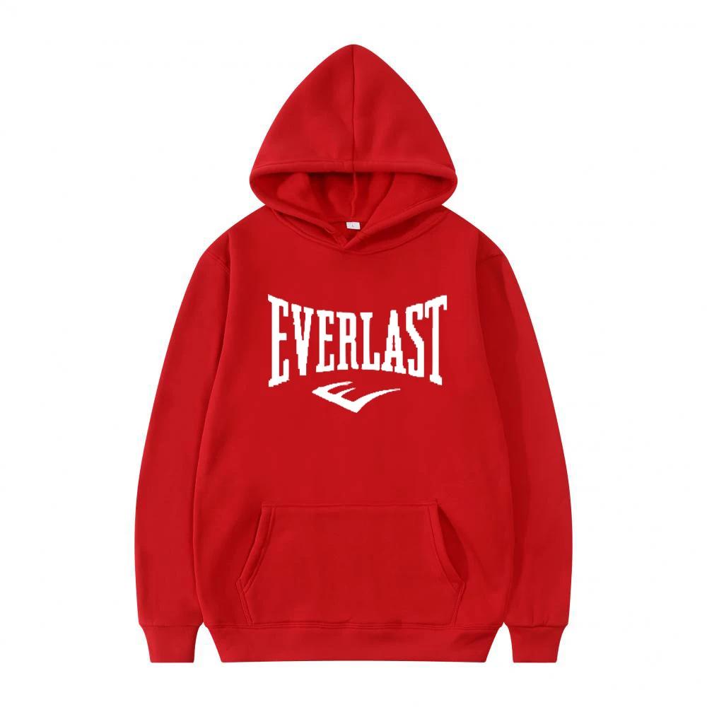 New men's casual, sporty and comfortable hooded sweatshirt with letter-printed EVERLAST jogging street casual pullover