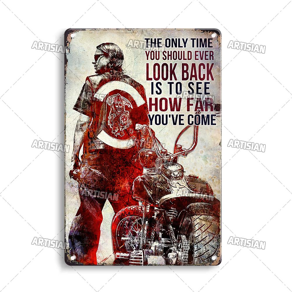 Artisian Motorcycle Metal Poster Motorbike Tin Plaque Racing Riding Decorative Plate Wall Decor Garage Bar Pub Club Hotel Cafe