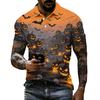 Men's Halloween Printed Vintage Texture Short Sleeve Polo Shirt Loose Breathable Summer Sports Street Casual Daily Wear Top