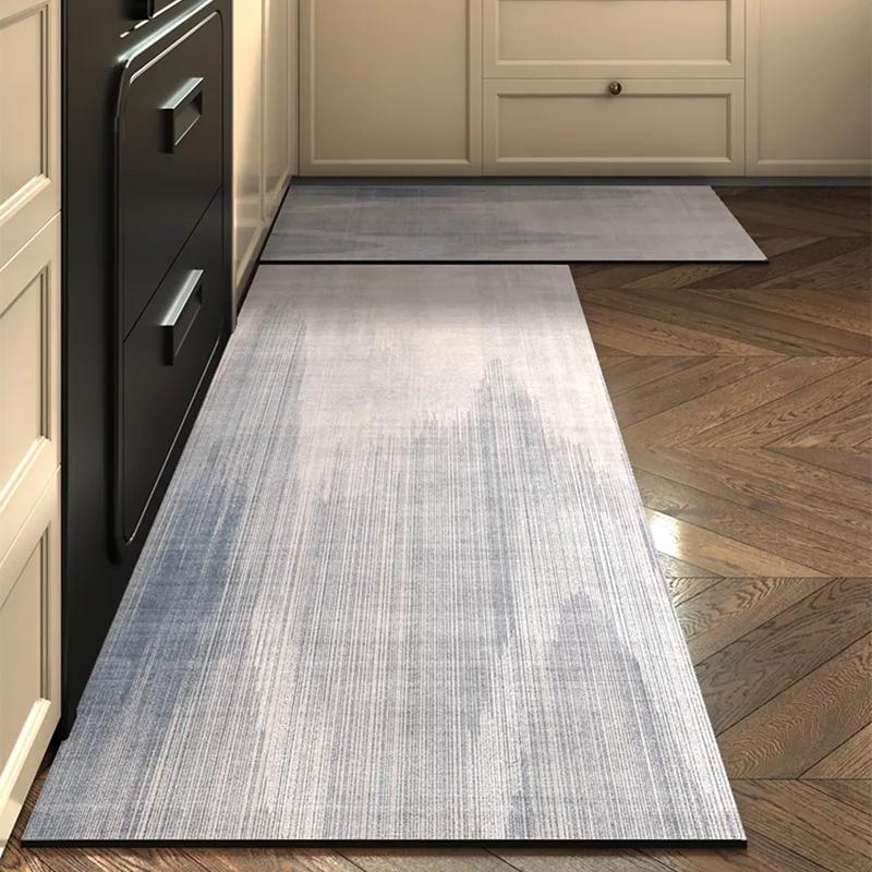 Kitchen Floor Mat Non-slip Oil-proof Waterproof Carpet PVC Leather Dirt-resistant Wipeable Foot Mats Household Long Size Rug
