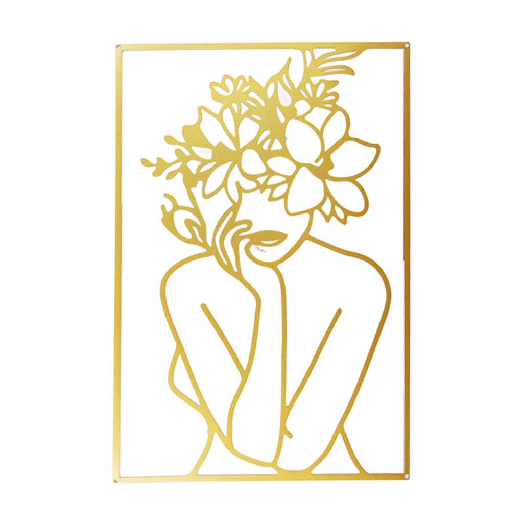 Single Line Art Wall Decor Iron Minimalist Female Line Drawing Home Hanging Wall Decor for Bedroom