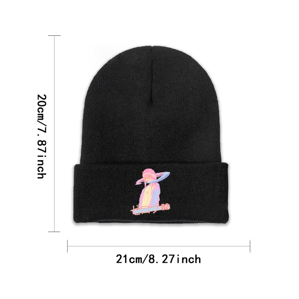 Darling In the Franxx Zero Two Blazed Vaporwave Anime Knitted Hat Women's Unisex's Beanies Autumn Winter Hat Polyester  Warm Cap