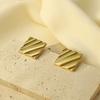 Geometric 316L Popular Gold Stud Earrings Light Luxury Classic Twill Bag Design Earrings