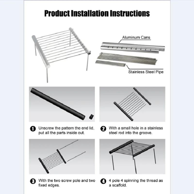 Zusammenklappbarer tragbarer Edelstahl-BBQ-Grill, Mini-Taschen-BBQ-Grill, Grillzubehör für den Heim- und Parkgebrauch
