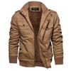 Men's Black Military-Style Cotton Jacket, Plus Velvet, Large Size, Autumn/Winter Trendy Outerwear