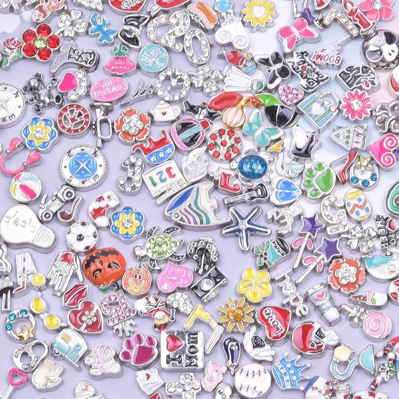 60pcs/lot Mixed random sales floating charms Suitable for Glass Living Memory floating charm lockets Jewelry Pendant Necklace