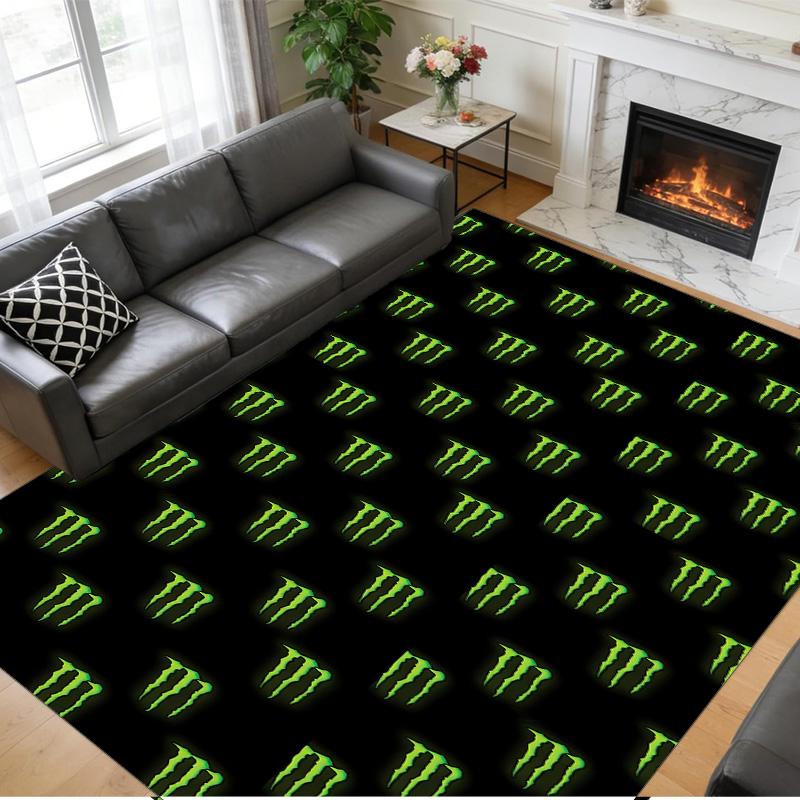 Monster Energy Druck Kristall Samt Plüsch Teppich Anti?Slip-Verschleiß?Robuster Bodenbelag Teppich für Innenbereich Haushalt Heimdekoration