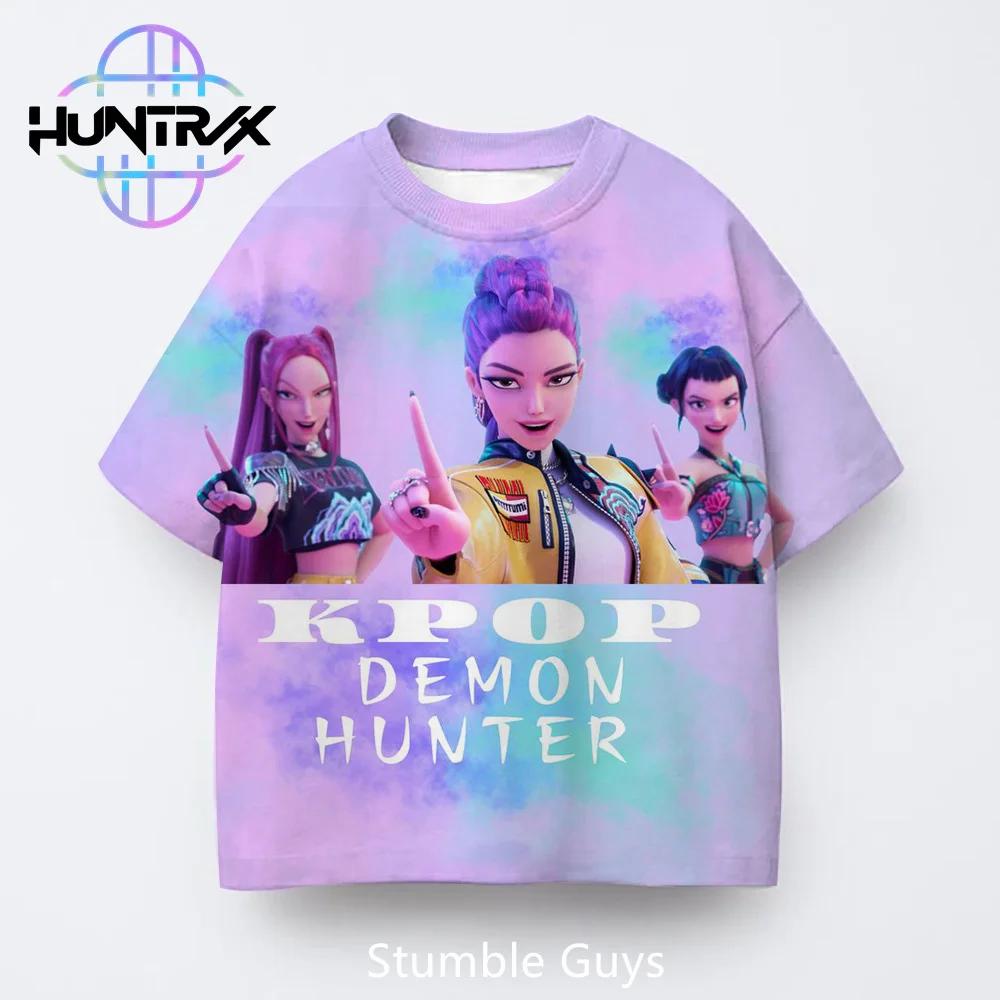 Modă Casual de Vară Copii Kpop Vânătorii de Demoni 3D Desene Animate Mânecă Scurtă Băieți Fete Tricou Haine Anime