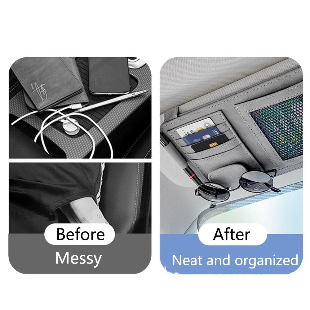 Easy To Install Car Sun Visor Organizer Multi-compartment Vehicle Glasses Holder Truck
