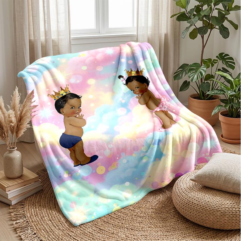 Rainbow Heart Fantasy Theme Blanket Lightweight Warm Flannel Blanket Decorative Throw Blanket for Home Decoration