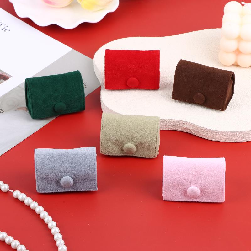 Soft Velvet Jewelry Pouch Mini Portable Ring Bag Jewelry Case With Snap Button For Earrings Wedding Party Travel Gift Packaging