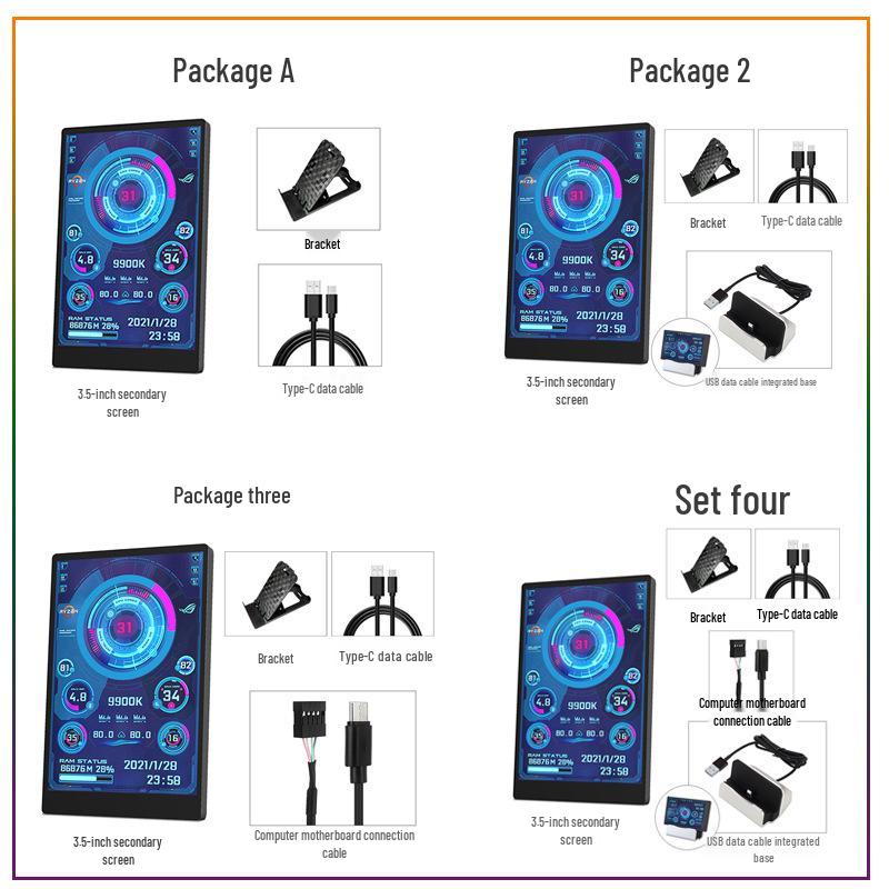 Turing 3.5" IPS USB-C Smart Display for PC Temperature Monitoring