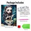 DIY Pearl Bead Art Canvas Gothic Girl Eating Pasta Pattern Frameless 3D Painting Kit for Bedroom Living Room Wall Decor