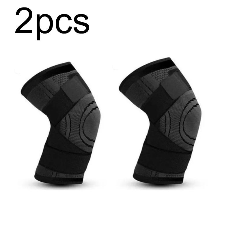 Joelheiras esportivas pressurizadas elásticas, suporte para joelho, fitness, basquete, vôlei, protetor de articulações, 1 ou 2 peças