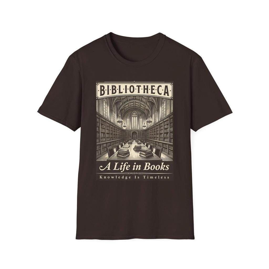 Bibliotheca Library Illustration T-Shirt | Vintage Bookroom Design