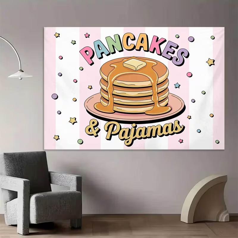

2D Pastel Pancake & Stars Backdrop for Girls Pajama Party Celebrations 47.2x31.5inch/120*80cm
