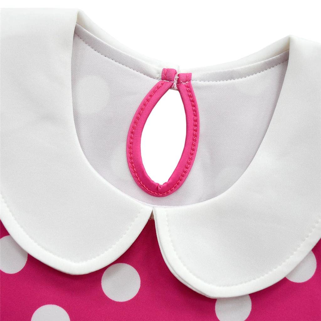 Baby Girls Polka Dot Fancy Dress Halloween Costume Birthday Party Outfit with Mouse Ears Hair Hoop Hot Pink Age [Dressy Daisy] 3-4