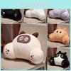 Cute Orange Cat Plush Lumbar Pillow With Embroidered Splicing For Sofa Office Car Bedside Decor