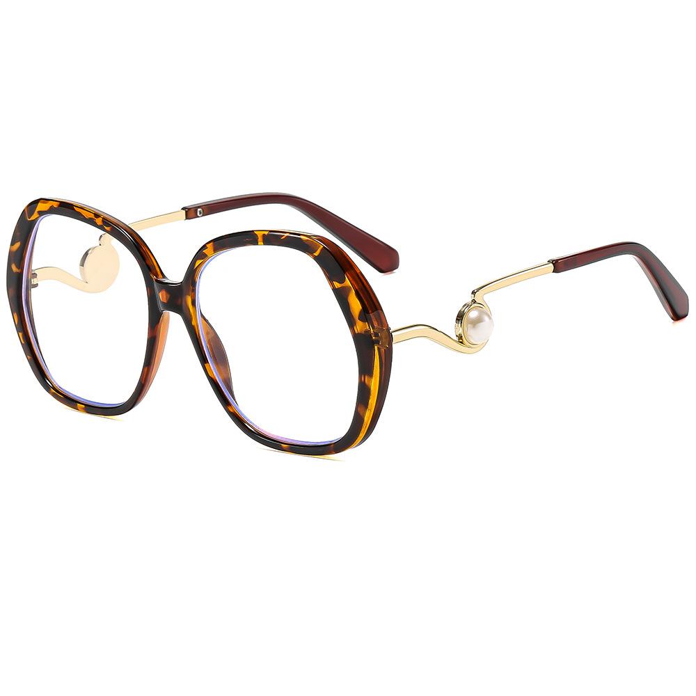 Elegant Large Frame Womens Reading Glasses Transparent Fashionable Designer Pearl Eyeglasses Anti Blue Light Magnifying