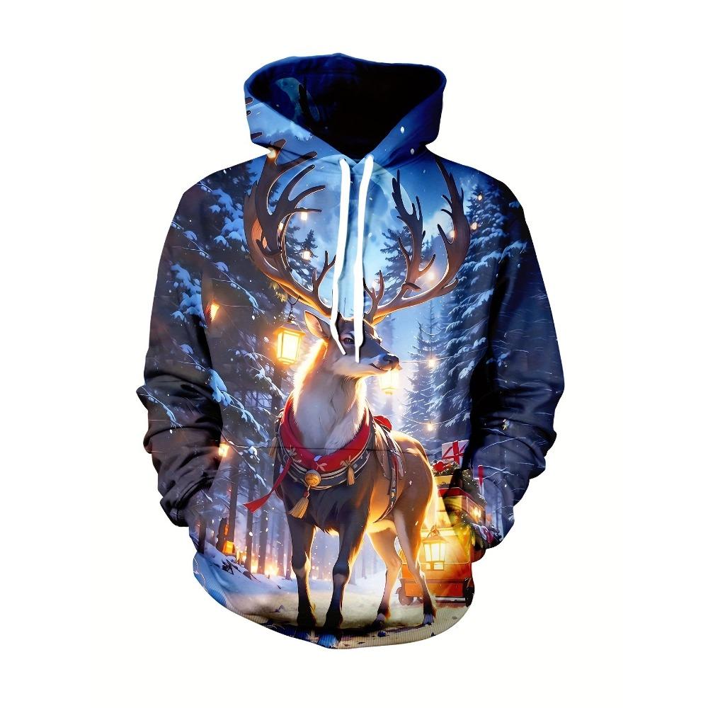 Autumn Winter Christmas Series 3D Digital Printed Men's Women's Loose Fitting Pullover Hoodies Fashionable Cartoon Long Sleeved Hoodies