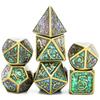 Cusdie Dragon Font DND Dice Metal, Auspicious Cloud, 7Pcs Polyhedral Dice Set, for D&D Role Playing Game Pathfinder Board Games
