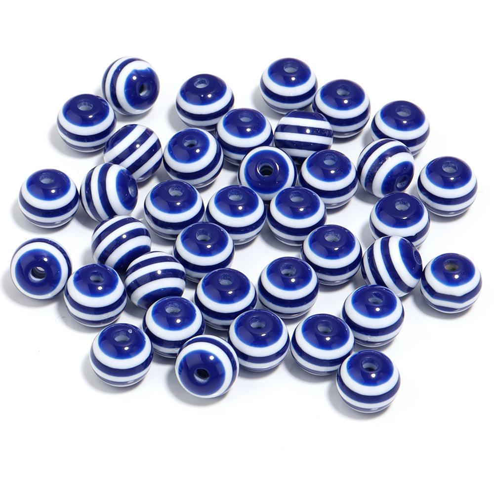 50-100pcs/lot 6 8 10 12mm Resin Round Beads Colored Stripes Spaced Beads For DIY Craft Bracelet Phone Chains Making Accessories