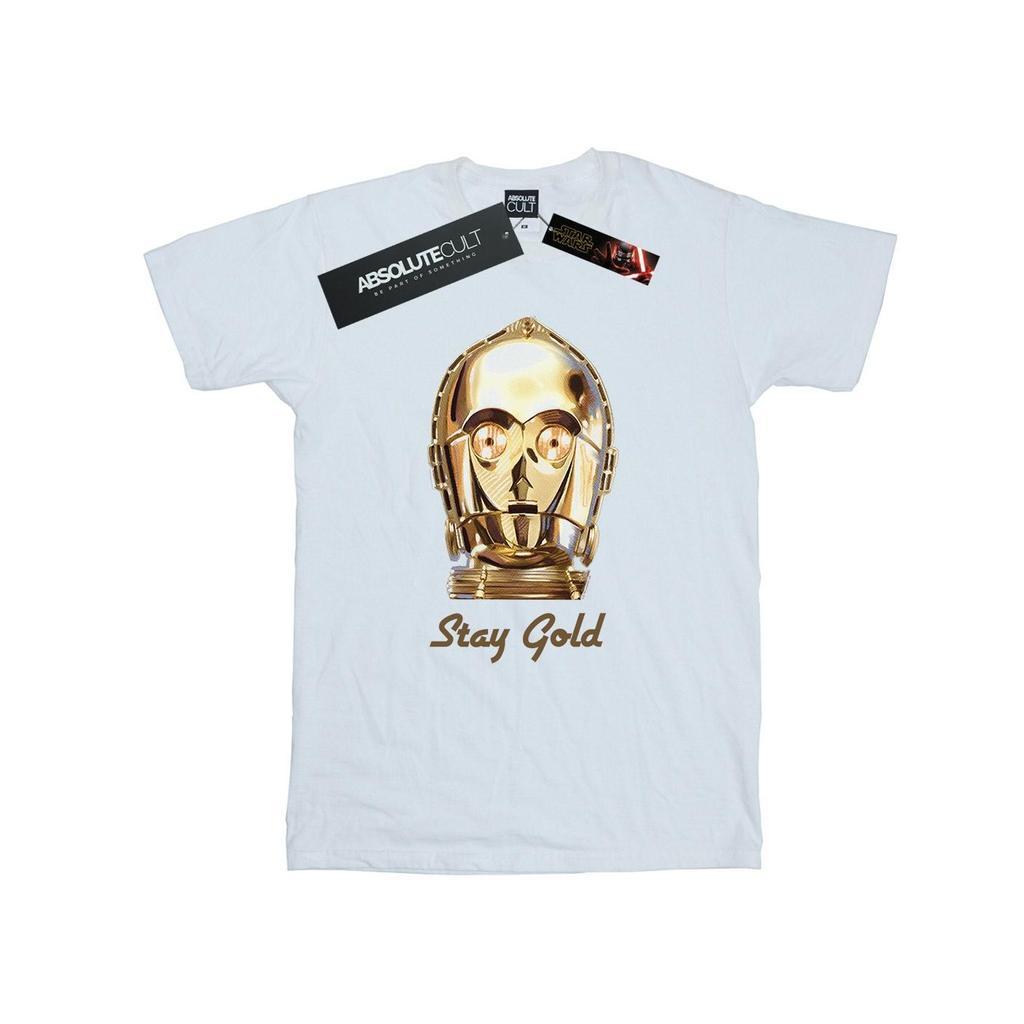Star Wars Womens/Ladies The Rise Of Skywalker C-3PO Stay Gold Cotton Boyfriend T-Shirt