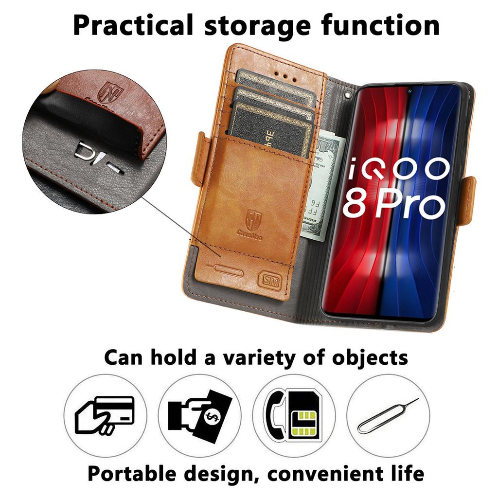 Wielofunkcyjne etui skórzane z klapką magnetyczną dla serii vivo.iQOO Neo8/Y16-Y200/S16-S20/Neo Z3/T3 Ultra... Gdzie Moda Spotyka Funkcjonalność