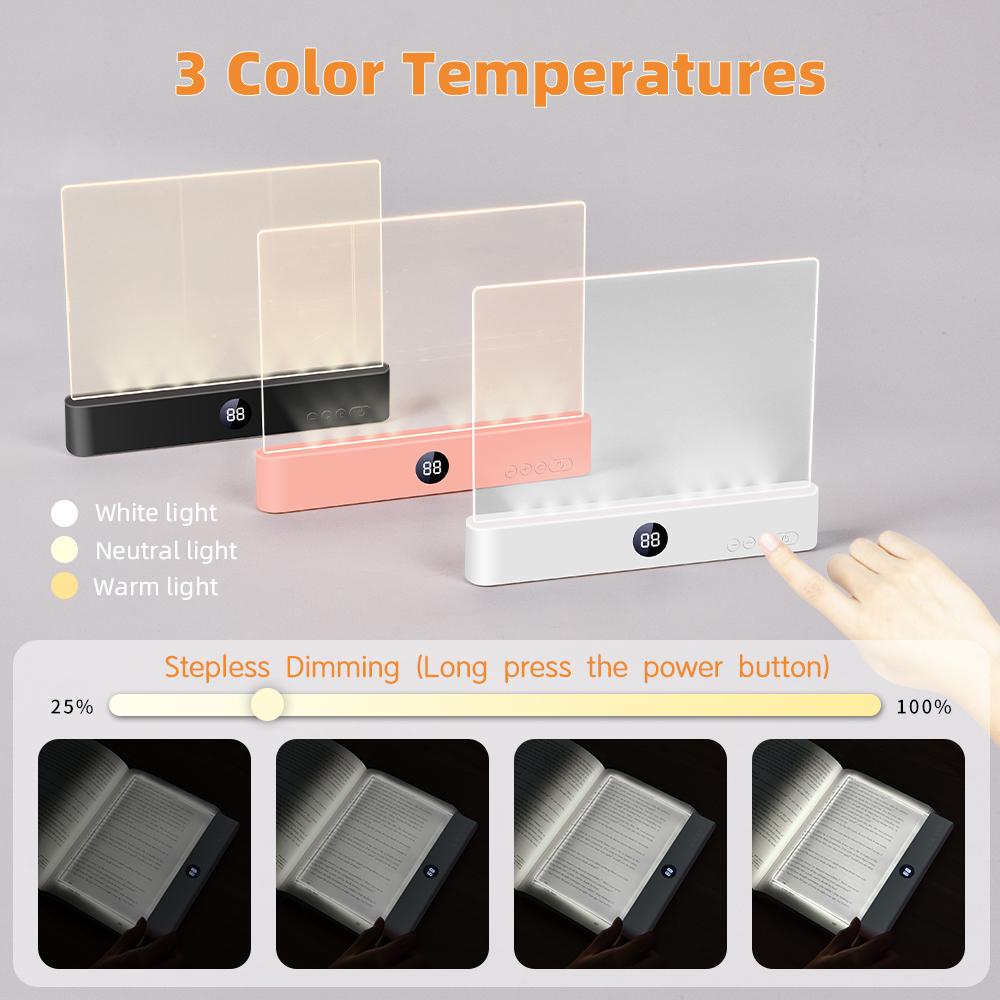 LED Reading Light Battery Powered Eye-Care Book Light Adjustable Portable Clip On Lamp for Study Desk Bedside Travel Bookworms