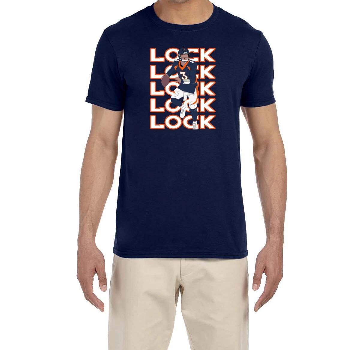 Denver Broncos Drew Lock Text Pic T-Shirt S