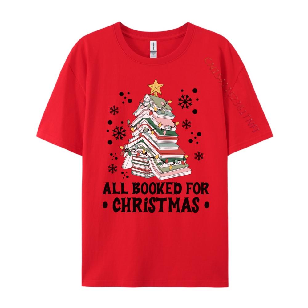 All Booked For Christmas Book Christmas Tree Lights Mens Designer T Shirt Printed TShirt Letter Funny Shirts Female Oversized S