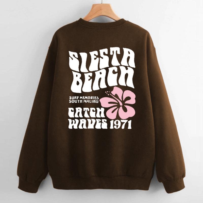 2025 Women's Round Neck "SIESTS BEAGH" Letter Hoodie