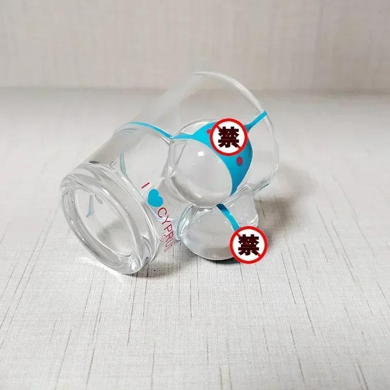 Hand Painted Pattern Glass Cup for Women, Small Wine Cup, Durable Human Bikini, Shot Glass