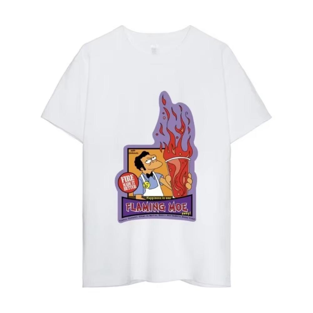 MINISO  The Simpsons T Shirt Men Couple Combination Clothes Short Sleeve Collar Fashion Woman Cotton