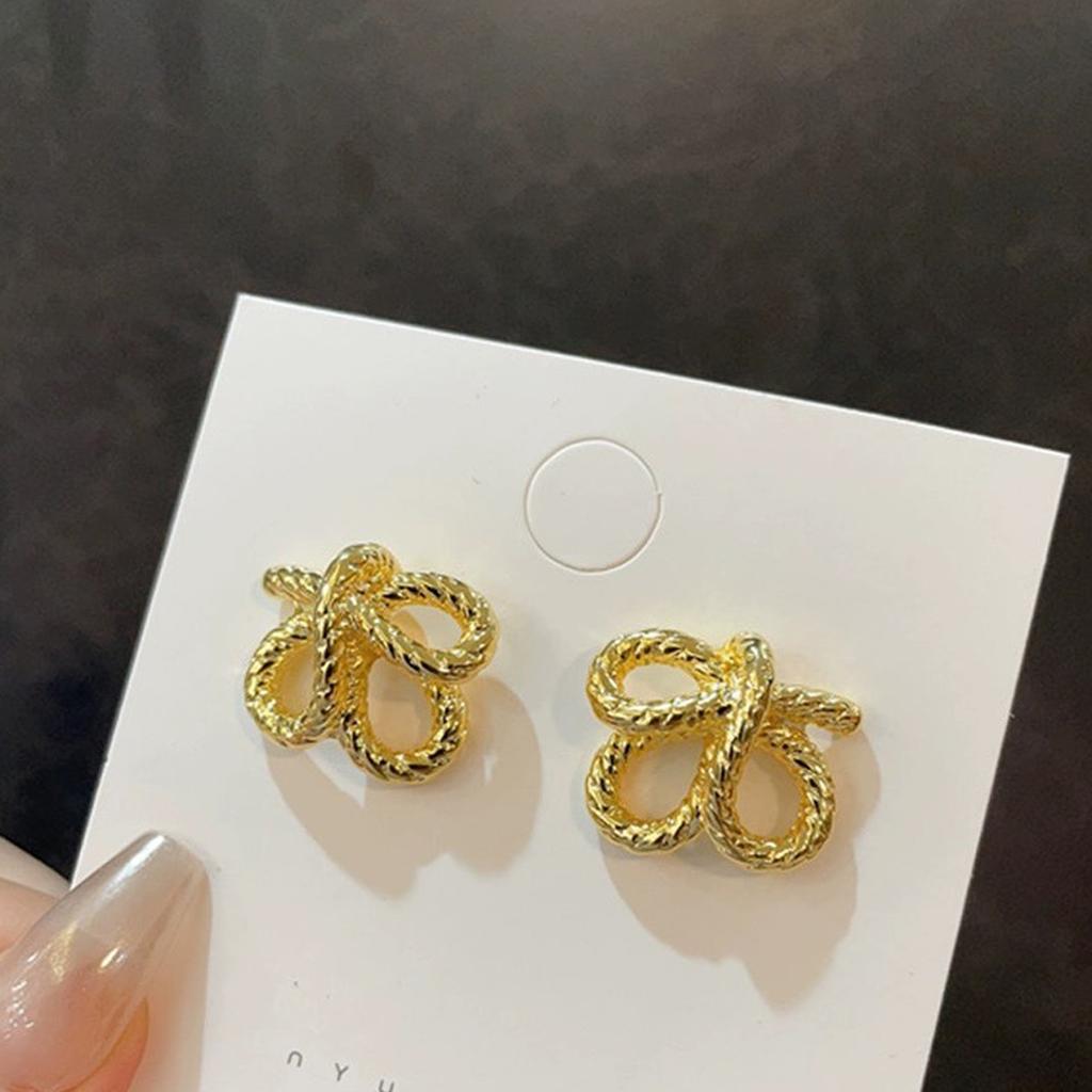 Elegant Knot Weave Gold/Silver Plated Alloy Studs Earrings for Women Fashion Ear Accessories Personality Party Jewelry