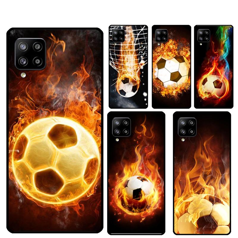 Fire Football Ball Soccer For Samsung Galaxy A55 A35 A15 A36 A56 A26 A16 A22 A32 A52 A54 A34 A53 A33 A13 A06 A05 Case