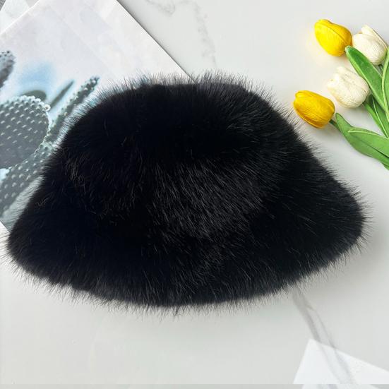 Women's Fuzzy Faux Fur Bucket Hat Winter Plush Furry Ladies Hat Fluffy Sherpa Fisherman