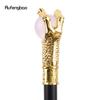 Dragon Claw Grasp Light Pink Glass Ball Golden Walking Cane Fashion Decorative Walking Stick Cosplay Cane Knob Crosier 93cm